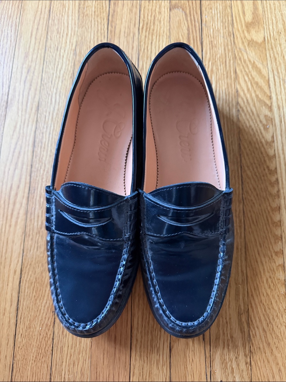 J. Crew Black Patent Leather Penny Loafers - worn once.